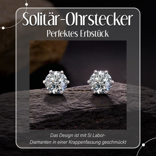 LUXURIANT SI Labor Diamant Ohrringe in 585 Wei&szlig;gold - 1 ct. image number 2