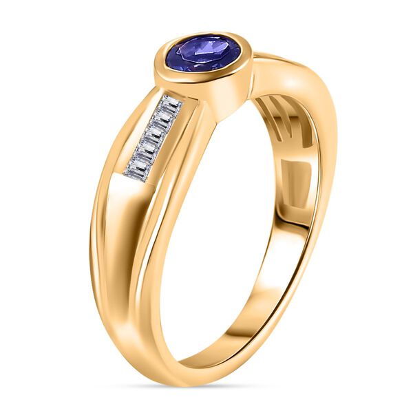 Tansanit, Wei&szlig;er Zirkon Ring 925 Silber 750 Gelbgold Vermeil (Gr&ouml;&szlig;e 17.00) ca. 0.82 ct image number 5