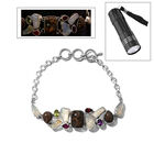 Handgearbeitetes, natürliches Yooperlith, Welo Opal und mehrfarbiges Edelstein-Armband, ca. 19 cm, 925 Silber ca. 19,90 ct