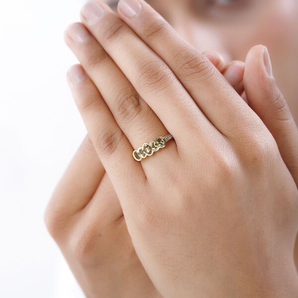 AA nat&uuml;rlicher, goldener Tansanit und Zirkon-Ring - 1,01 ct. image number 3