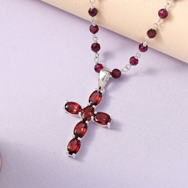 Rote Granat-Kreuz-Halskette - 20,28 ct. image number 3