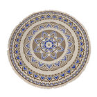 Handgewebter Teppich aus 100% Baumwolle, 150 cm Durchmesser, Mandala Schwarz image number 1