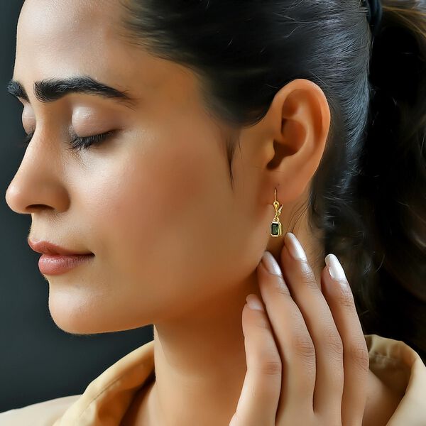 Nat&uuml;rliche Chromdiopsid Ohrringe, 925 Silber vergoldet ca. 1,17 ct image number 3