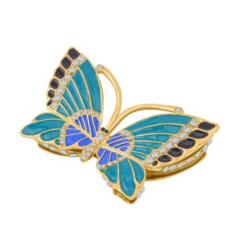 Emailliertes Schmetterlings-Kristall-Schmuckk&auml;stchen 7,5x2cm