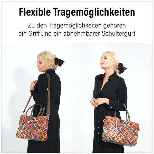 Chaos by Elsie - 100% Echtleder gewebter Tasche mit RFID schutz, 35x24x15 cm, matt image number 9