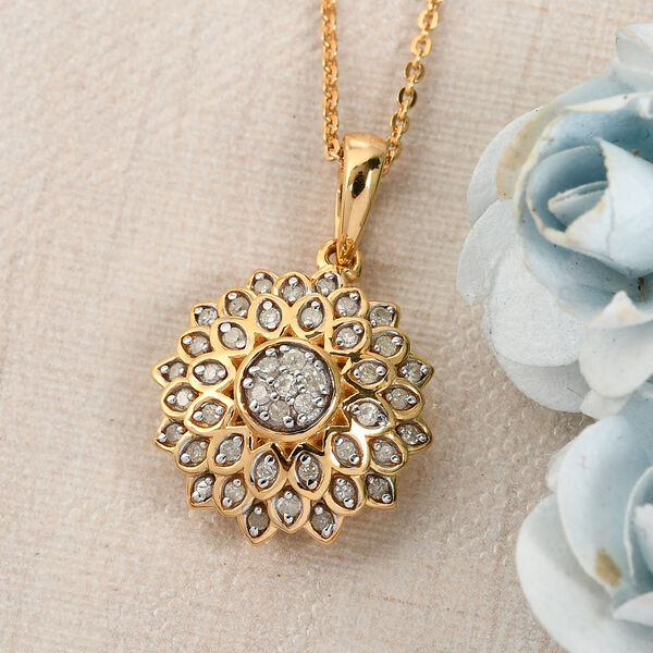 Diamant Anh&auml;nger mit Kette 50 cm 925 Silber Gelbgold Vermeil ca. 0,25 ct image number 2