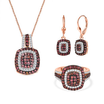 D'Joy AA Padparadscha Saphir und Zirkon Schmuckset in 925 Silber mit 750 Ros&eacute;gold Vermeil