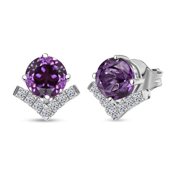 AAA Lab Created Farbwechsel-Saphir, Lab Grown Diamant Ohrringe 417 Gold ca. 4,20 ct. image number 0