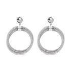 Doppelter kreisförmiger Ohrringe mit weißem Kristall, silberfarben