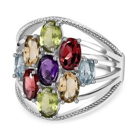 Mehrfarbiger Ring, Edelstahl (Größe 17.00) ca. 3.64 ct