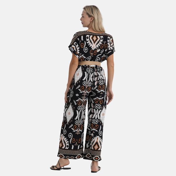 LA MAREY Jumpsuit mit G&uuml;rtel, IKAT Print, 136 cm L&auml;nge, 65 cm Brustweite, Schwarz image number 3