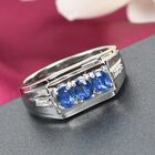 Kyanit und Zirkon Herren Ring 925 Silber Platin-Überzug image number 1
