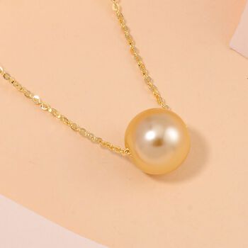 Goldene Muschelkernperle Halskette ca. 43 cm 925 Silber vergoldet