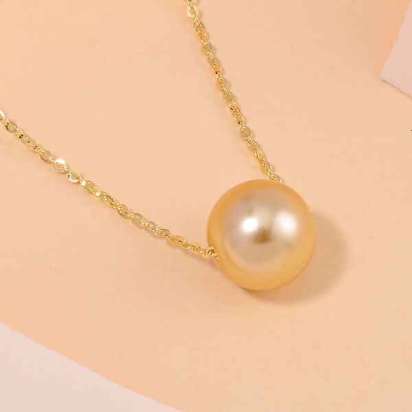 Goldene Muschelkernperle Halskette ca. 43 cm 925 Silber vergoldet image number 2