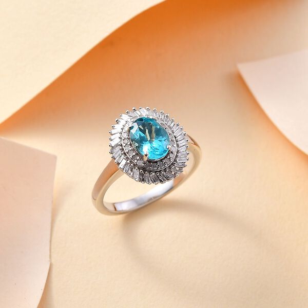 AA Lagunen Apatit und Diamant Ring - 1,77 ct. image number 2