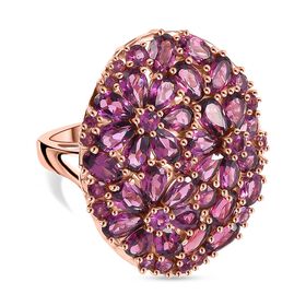 Rhodolith Granat Ring 925 Silber 750 Roségold Vermeil (Größe 17.00) ca. 9,61 ct