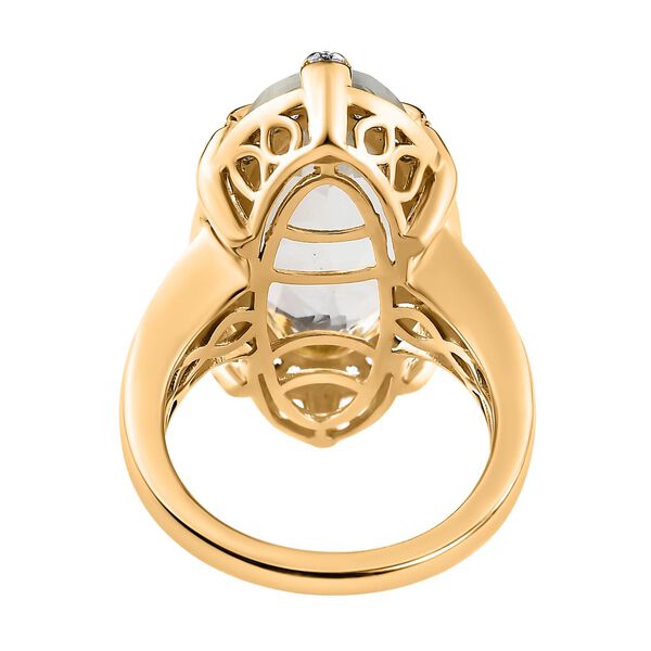 Prasiolith, Wei&szlig;er Zirkon Ring, 925 Silber vergoldet, (Gr&ouml;&szlig;e 17.00), ca. 9.93 ct image number 6