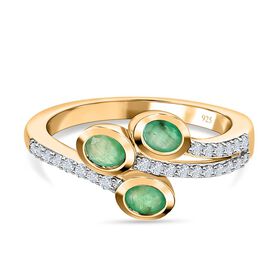 AA Kagem sambischer Smaragd und Zirkon Ring - 0,85 ct.