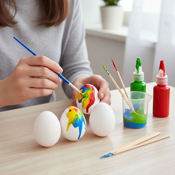 LIVMORE Kreatives Acryl Pour Art DIY Set mit Dekor Eiern und Farben image number 2