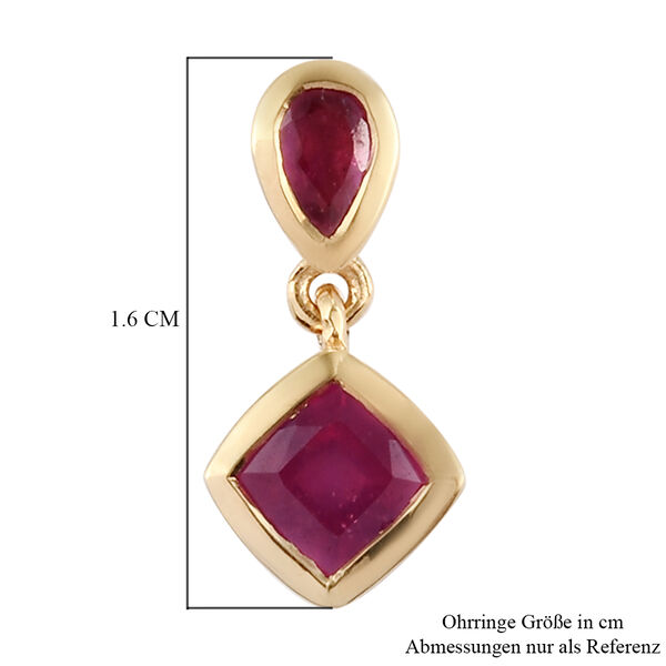 Afrikanisher Rubin(Fissure gef&uuml;llt) Ohrh&auml;nger 925 Silber vergoldet ca. 2,76 ct&nbsp; image number 6