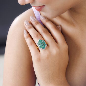 Kagem sambischer Smaragd und Zirkon-Ring - 3,06 ct.