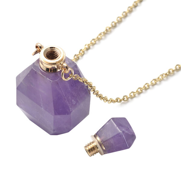 Amethyst Parf&uuml;mflaschen-Anh&auml;nger mit Kette, 50 cm, Messing ca. 73,50 ct image number 3