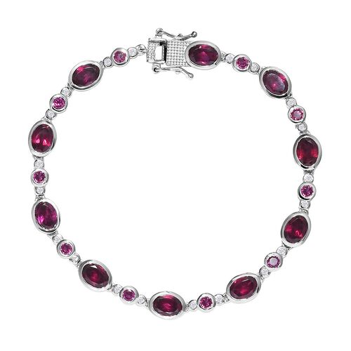 Rhodolith Granat-Armband, ca. 19 cm, 925 Silber platiniert ca. 10.88 ct image number 0