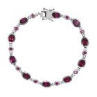 Rhodolith Granat-Armband, ca. 19 cm, 925 Silber platiniert ca. 10.88 ct
