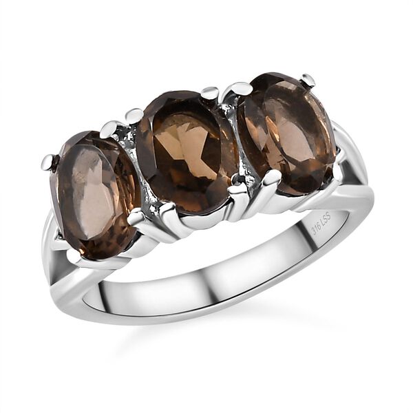 2er Set - Rauchquarz Anh&auml;nger und Ring, Edelstahl ca. 7.76 ct image number 5