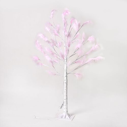Federbaum mit 48 warmen LEDs und USB-Kabel - 1,2m Höhe, Rosa image number 0