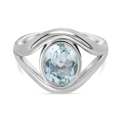 Himmelblauer Topas Ring, Edelstahl (Größe 19.00) ca. 2.81 ct image number 0