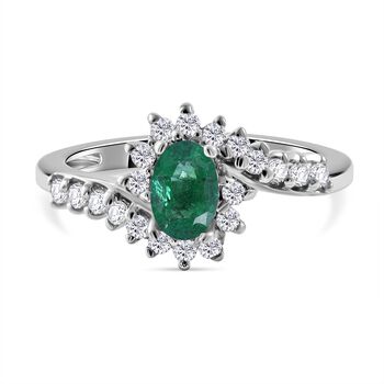 AA Kagem sambischer Smaragd und Zirkon-Ring - 0,92 ct.