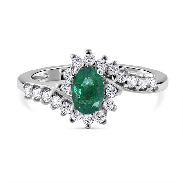 AA Kagem sambischer Smaragd und Zirkon-Ring - 0,92 ct.