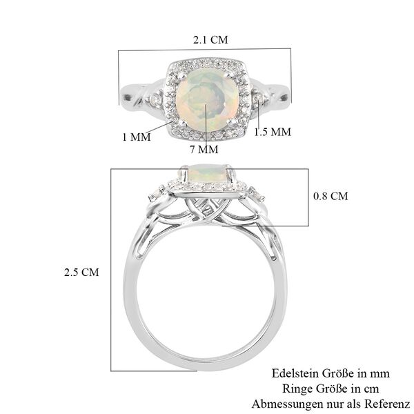 Nat&uuml;rlicher &Auml;thiopischer Opal und Zirkon Halo Ring 925 Silber Platin-&Uuml;berzug image number 7