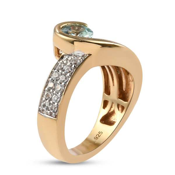 Blauer Zirkon Ring 925 Silber vergoldet  ca. 1,48 ct image number 5