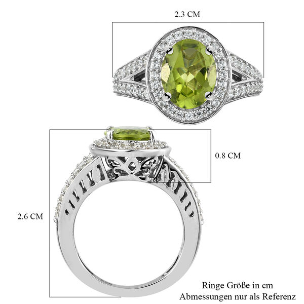 Nat&uuml;rlicher Peridot und Zirkon Ring 925 Silber platiniert  ca. 3,01 ct image number 7