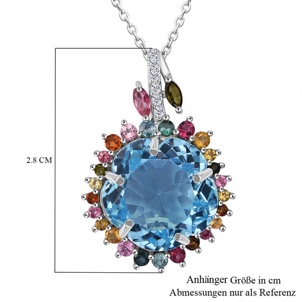 AA Blau Topas, Multi-Turmalin und Zirkon Anhänger mit 50cm Kette - 14,15  ct. image number 7