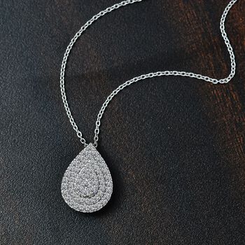 LUXURIANT SGL zertifizierter VS Labor Diamant Anh&auml;nger mit 45cm Kette, 925 Silber rhodiniert - 1 ct.