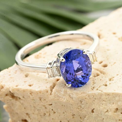 LUXORO zertifiziert und geprüft AAA Tansanit und Diamant Ring in 585 Weißgold - 2,60 ct. image number 1