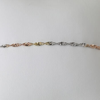 CLASSIC SINGAPORE 925 Silber Tricolor Armband ca. 18 cm + 2.5 cm Extender