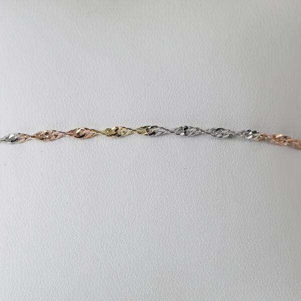 CLASSIC SINGAPORE 925 Silber Tricolor Armband ca. 18 cm + 2.5 cm Extender image number 1