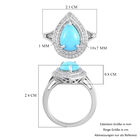 Natürlicher Sleeping Beauty Türkis und Zirkon Halo Ring 925 Silber Platin-Überzug image number 5