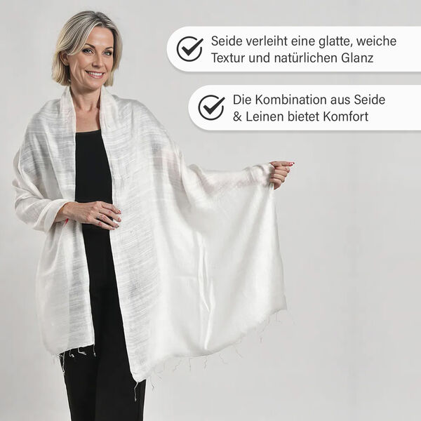 Schal aus Seide und Leinen, 70x200 cm, Naturwei&szlig; image number 3