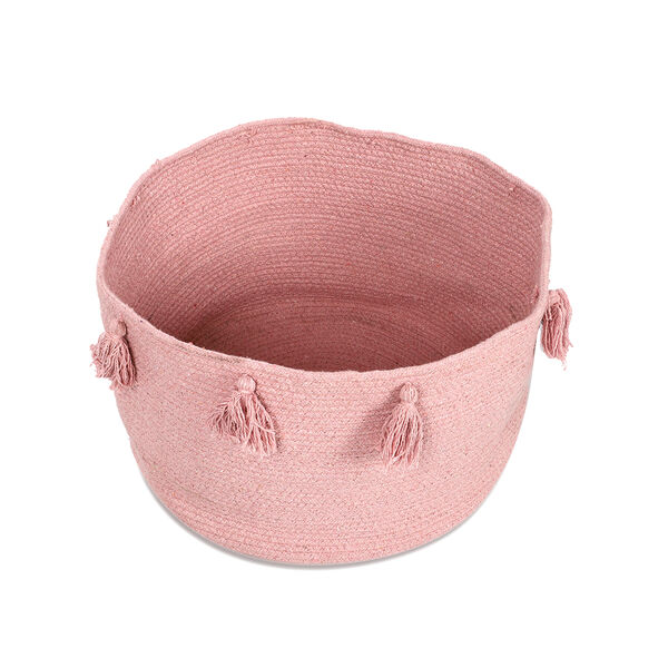 Aufbewahrungskorb aus 100 % Baumwolle mit Quasten, Altrosa image number 3