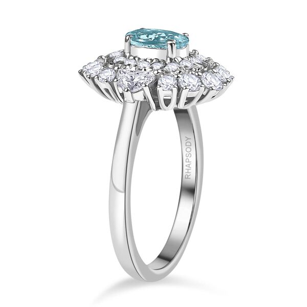 RHAPSODY zertifiziert und gepr&uuml;ft AAAA Paraiba Turmalin und VS-EF Diamant Ring in 950 Platin - 2,03 ct. image number 3