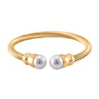Kristall-Perle Armreif, Flexibel, Reiner Edelstahl, Goldfarben