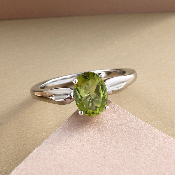 Nat&uuml;rlicher Peridot-Ring, 925 Silber platiniert  ca. 1,25 ct image number 2