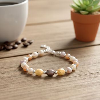 Mehrfarbiges S&uuml;&szlig;wasserperle 15,25+3,5cm Armband