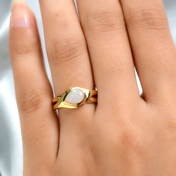 Natürlicher Äthiopischer Opal Ring 925 Silber vergoldet  ca. 0,79 ct image number 3