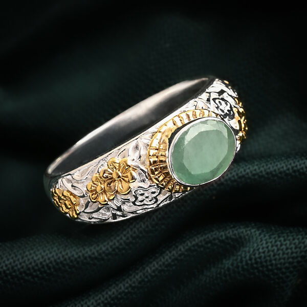 D'Joy Royal Bali -  Socoto Smaragd Ring 925 Silber (Gr&ouml;&szlig;e 19.00) ca. 1.17 ct image number 1